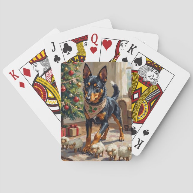 Australian Kelpie Herding Christmas Art Spielkarten (Rückseite)