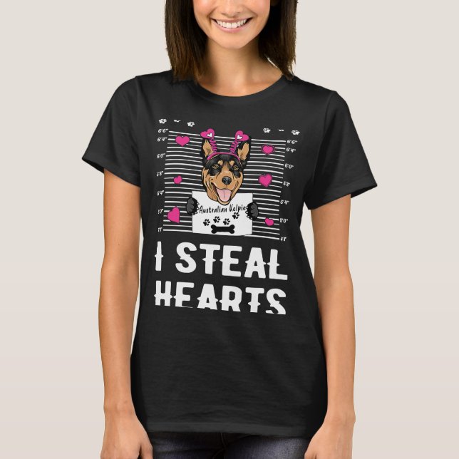 Australian Kelpie I Stearts Hund Valentines D T-Shirt (Vorderseite)