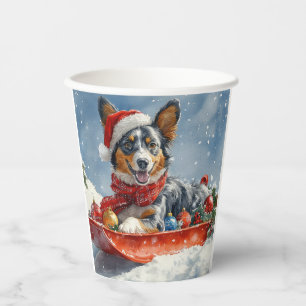 Australian Kelpie im Schlitten Lass es schneien We Pappbecher