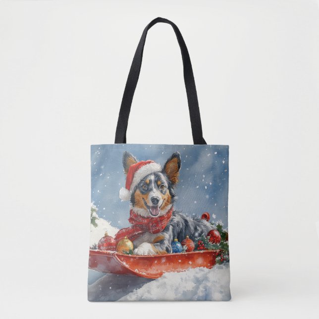 Australian Kelpie in Sledge Let it Snow Christmas (Vorderseite)
