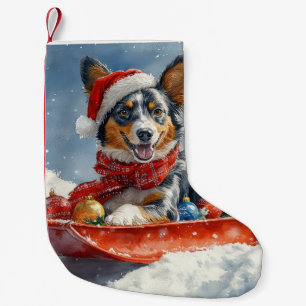 Australian Kelpie in Sledge Let it Snow Christmas Kleiner Weihnachtsstrumpf