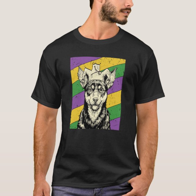 Australian Kelpie Jester Mardi Gras Dog Mom or Dad T-Shirt (Vorderseite)