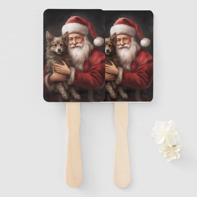 Australian Kelpie mit Weihnachten im Weihnachtsman Fächer (Vorne und Hinten)