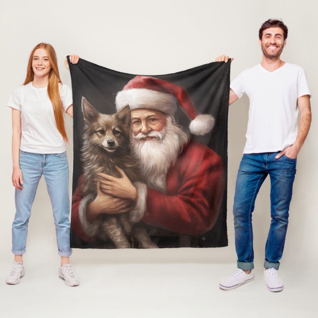 Australian Kelpie mit Weihnachten im Weihnachtsman Fleecedecke (Beispiel)