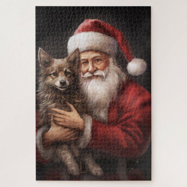 Australian Kelpie mit Weihnachten im Weihnachtsman Puzzle (Vertikal)
