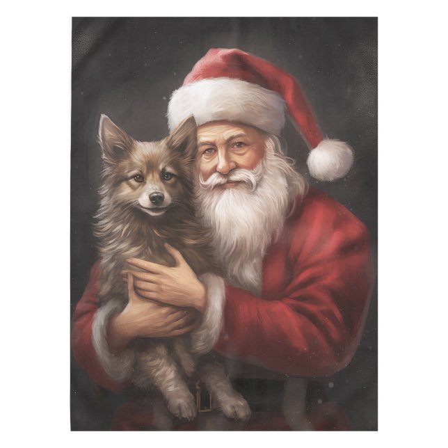 Australian Kelpie mit Weihnachten im Weihnachtsman Tischdecke (Vorderseite)