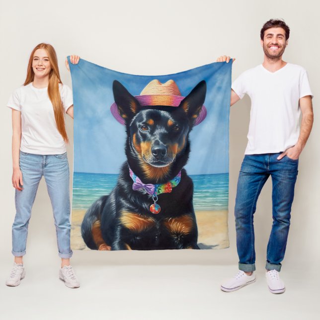 Australian Kelpie on Beach, Hunde liebt Sommergesc Fleecedecke (Beispiel)