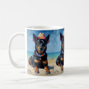 Australian Kelpie on Beach, Hunde liebt Sommergesc Kaffeetasse