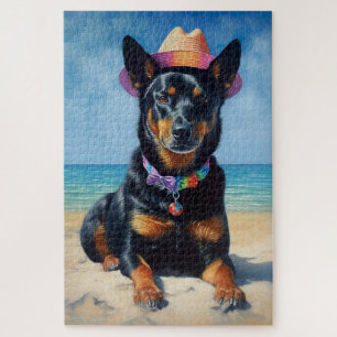 Australian Kelpie on Beach, Hunde liebt Sommergesc Puzzle