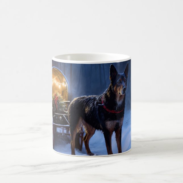 Australian Kelpie Snowy Sleigh Weihnachtsdekor Kaffeetasse (Mittel)