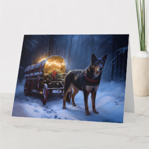 Australian Kelpie Snowy Sleigh Weihnachtsdekor Karte