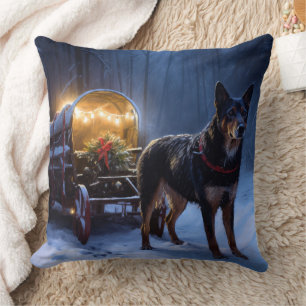 Australian Kelpie Snowy Sleigh Weihnachtsdekor Kissen