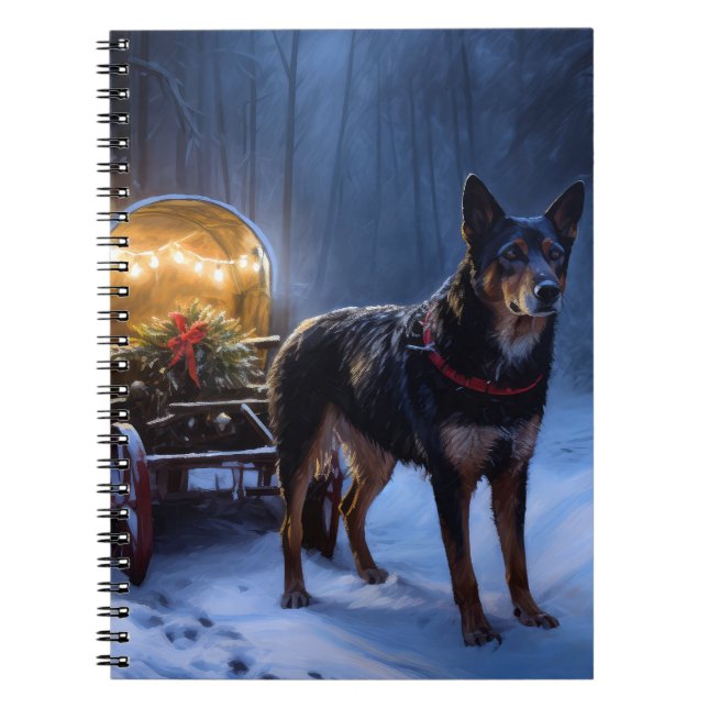Australian Kelpie Snowy Sleigh Weihnachtsdekor Notizblock (Vorderseite)
