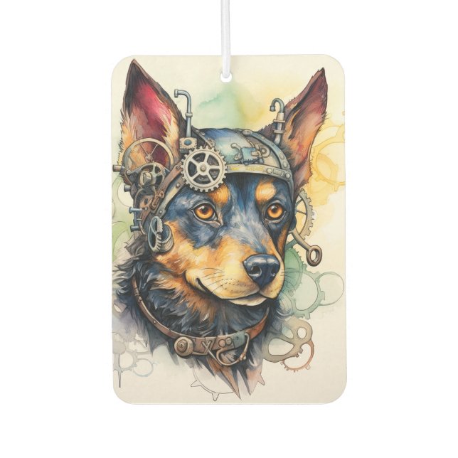 Australian Kelpie Steampunk Hund Autolufterfrischer (Vorderseite)