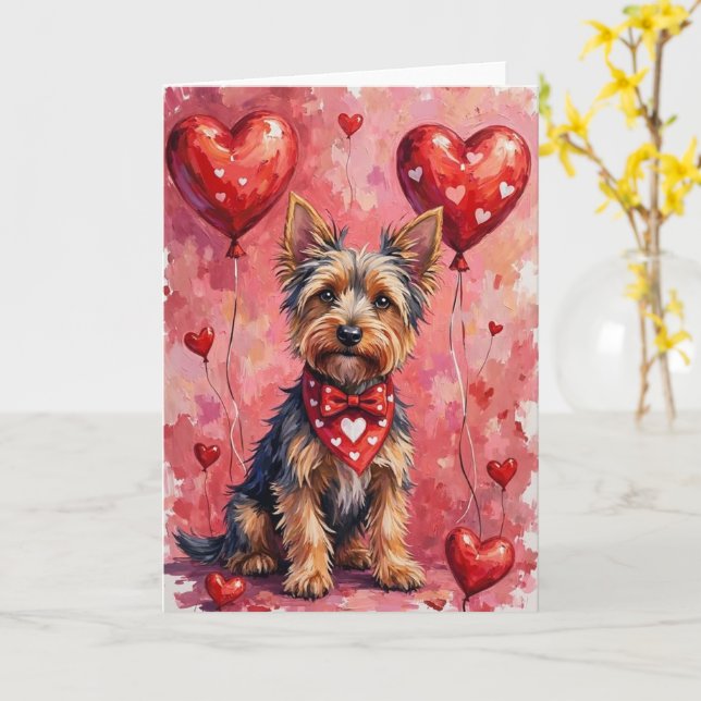 Australian Kelpie Valentine’s Day Dog with Hearts  Karte (Gelbe Blume)
