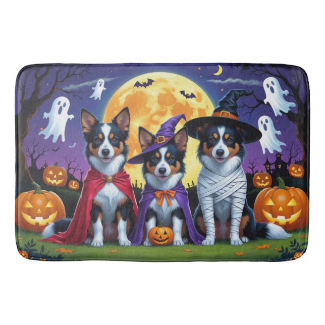 Australian Kelpies Dogs Pumpkin Halloween Funny Badematte (Vorderseite)