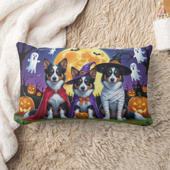 Australian Kelpies Dogs Pumpkin Halloween Funny Lendenkissen (Decke)