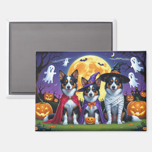 Australian Kelpies Dogs Pumpkin Halloween Funny Magnet