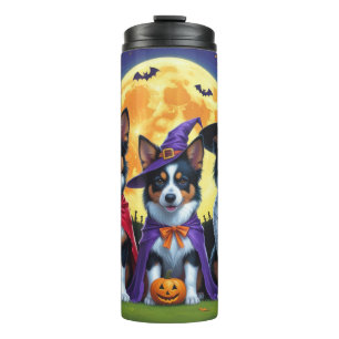 Australian Kelpies Dogs Pumpkin Halloween Funny Thermosbecher