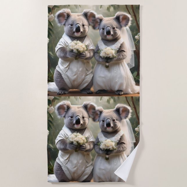 Australian Koala Bear White Wedding, Strandtuch (Vorderseite)
