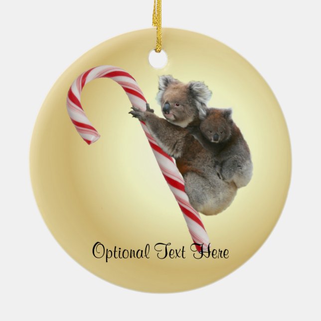 Australian Koala Christmas Candy Cane Keramik Ornament (Hinten)