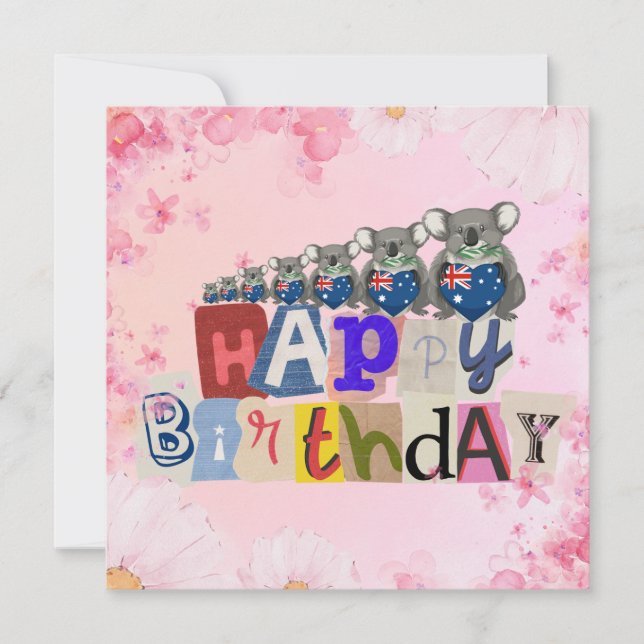 Australian Koala Happy Birthday Card Karte (Vorderseite)