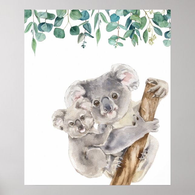 Australian Koala Mother and Baby Kinderzimmer Poster (Vorne)