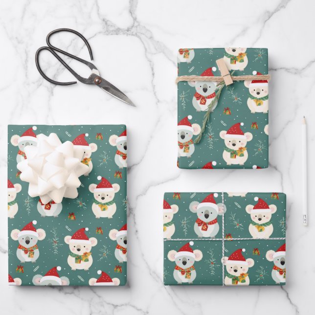 Australian Koala Weihnachten Geschenkpapier Set (Vorderseite)