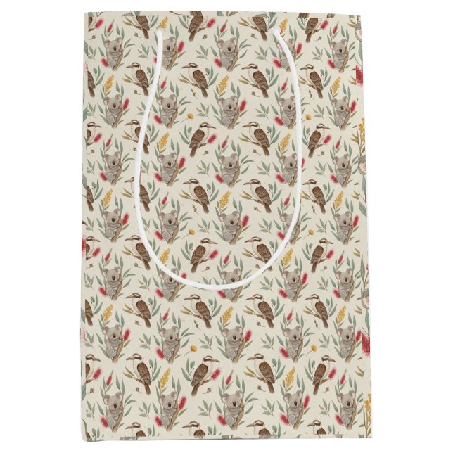 Australian Koalas, Kookaburras and Native Flora Mittlere Geschenktüte (Vorderseite)