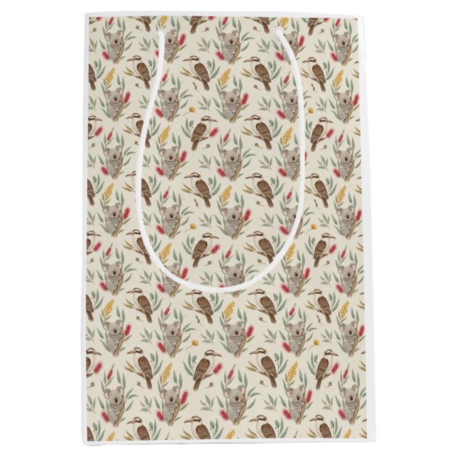 Australian Koalas, Kookaburras and Native Flora Mittlere Geschenktüte (Vorderseite)