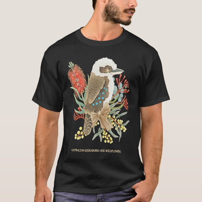 Australian Kookaburra and Wildflowers T-Shirt (Vorderseite)
