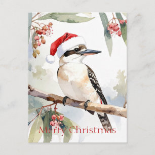 Australian Kookaburra Weihnachtsmannmütze Frohe We Postkarte