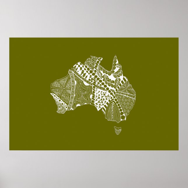 Australian Map Art - Wählen Sie Ihre Farbe Poster (Vorne)