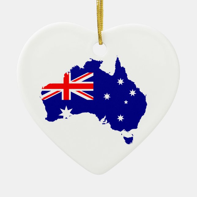 Australian Map Flag Heart Keramik Ornament Gift (Vorne)