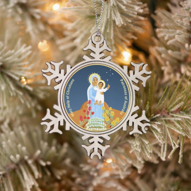 Australian Mary Help of Christians Schneeflocken Zinn-Ornament (Baum)