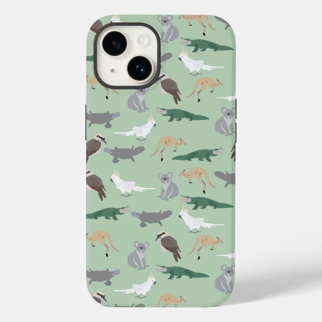 Australian Native Animals Eucalyptus Green Pattern Case-Mate iPhone Hülle (Rückseite)