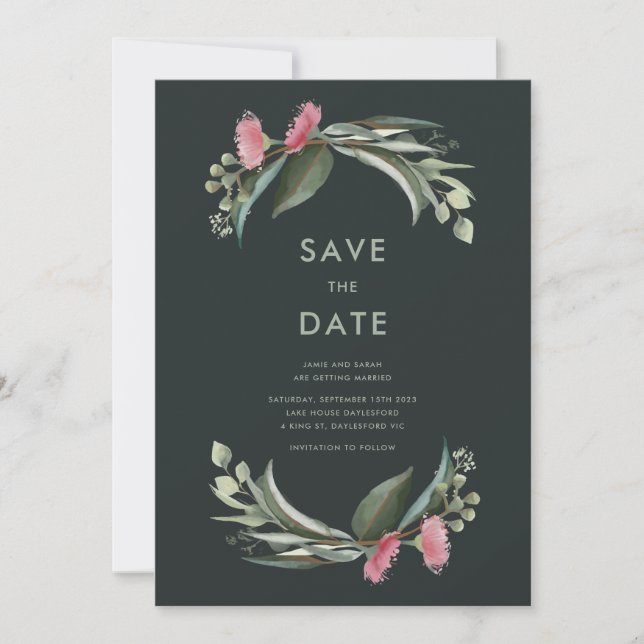 Australian Native Gum Blossom Save the Date (Vorderseite)