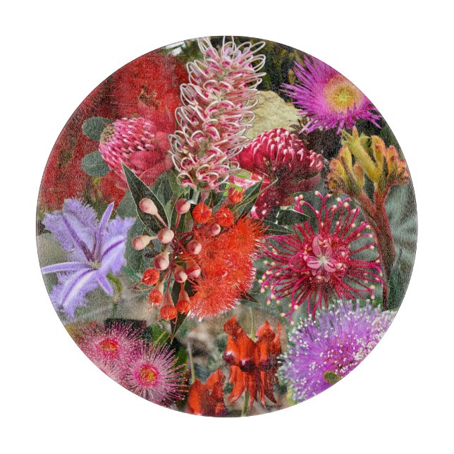 Australian Native Wild Blume Round Schneidebrett (Vorderseite)