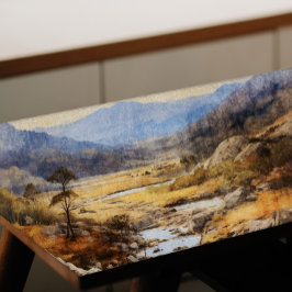Australian River Winds Towards Mountains Decoupage Seidenpapier