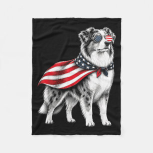 Australian Shepherd 4. Juli Amerikanische Flagge Fleecedecke