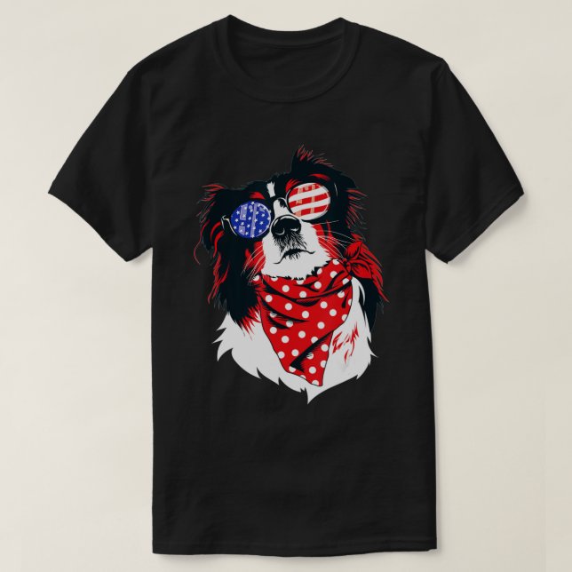 Australian Shepherd 4. Juli Aussie American F T-Shirt (Design vorne)