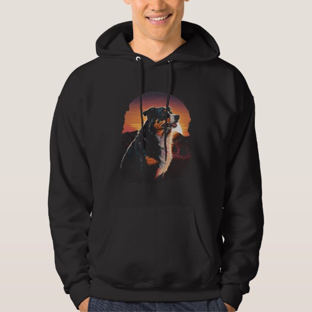 Australian Shepherd 80s Sunset Vintage Retro Style Hoodie (Vorderseite)