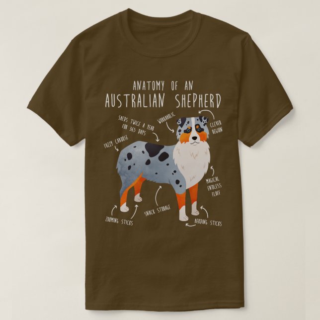 Australian Shepherd Anatomie 1 T-Shirt (Design vorne)