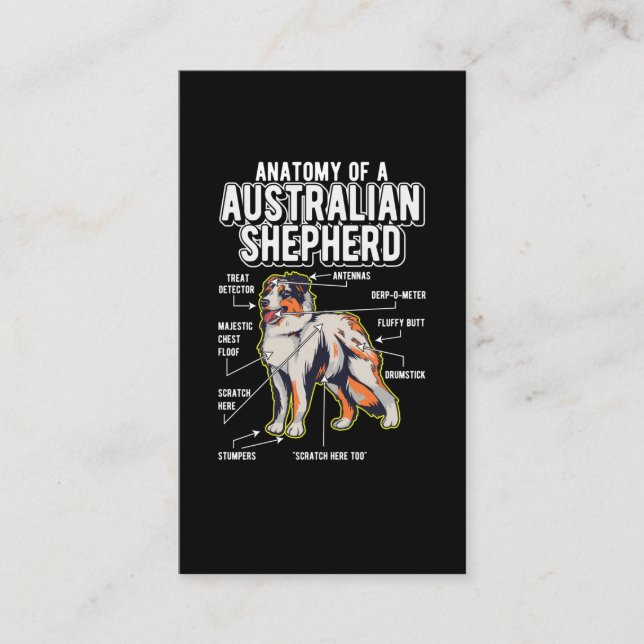 Australian Shepherd Anatomy Funny Dog Visitenkarte (Vorderseite)