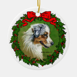 Australian Shepherd Art by Glenda S. Harlan Keramik Ornament