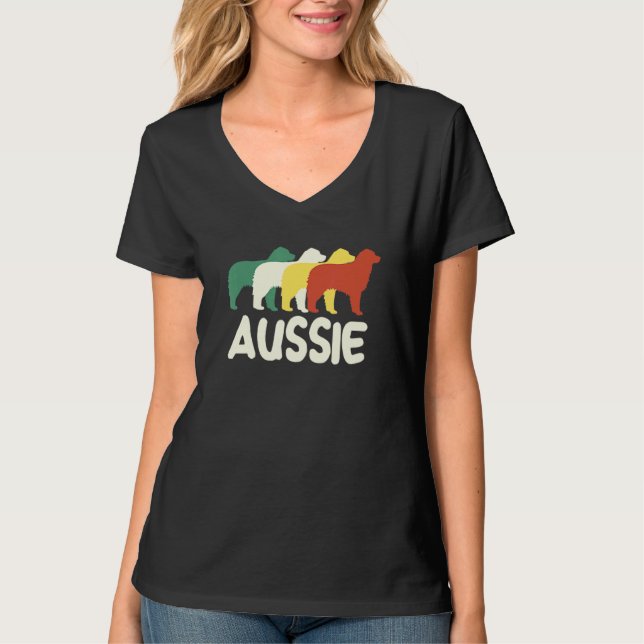 Australian Shepherd Aussie Dog Mama Vater T-Shirt (Vorderseite)