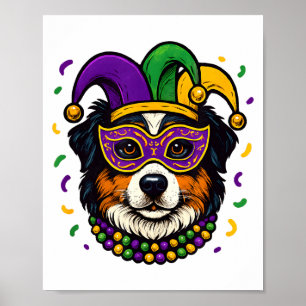 Australian Shepherd Aussie Hund Mardi Gras Karneva Poster