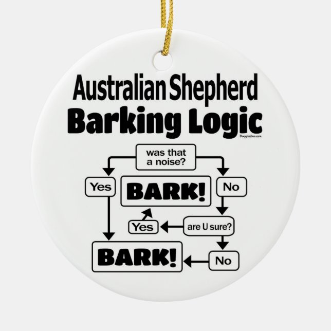 Australian Shepherd Barking Logic Keramik Ornament (Vorne)