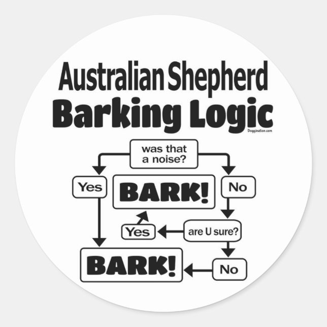 Australian Shepherd Barking Logic Runder Aufkleber (Vorderseite)