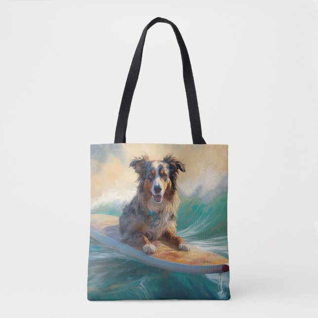 Australian Shepherd Beach Surfing Painting (Vorderseite)